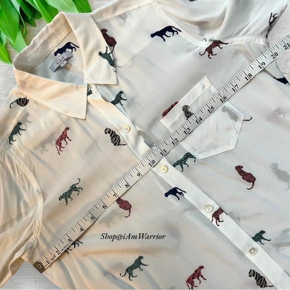 Rails colorful cat print long sleeve collared viscose top *shop@iamwarrior - Picture 12 of 15